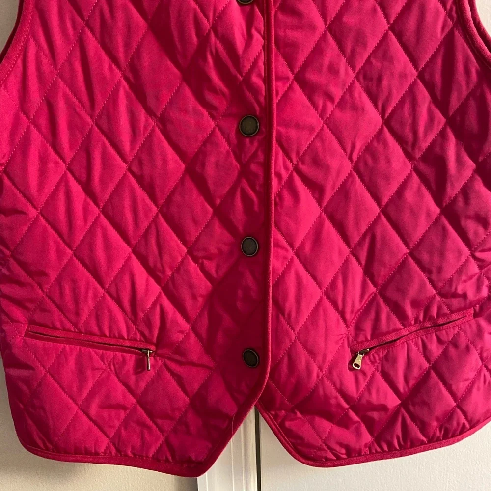 Talbots Petites Hot Pink Quilted Shell Vest Medium petite